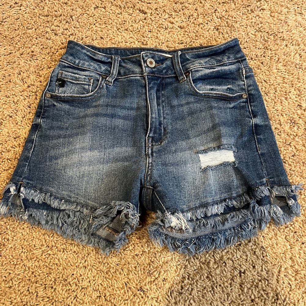 Denim Frayed Hem KanCan Shorts